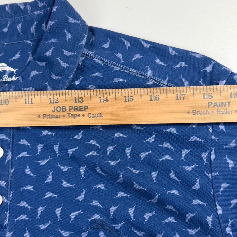Tommy Bahama Polo Mens Large Blue Fish All Over Print Supima Cotton Short Sleeve - Picture 7 of 10